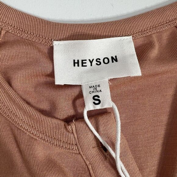 Heyson Embroidered Oversize Shirt Small Terra-Cotta Henley Short Sleeve Boutique - Picture 6 of 10